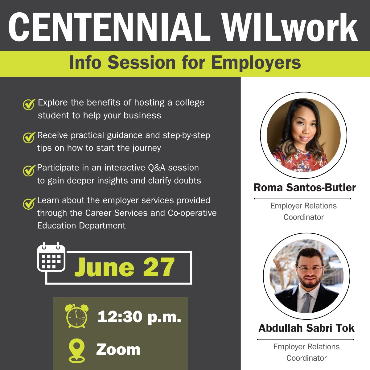🚀 Employers, unlock new possibilities with work-integrated learning and discover how mentoring students can boost your organization's growth.🌟
 
centennialcollege.zoom.us/meeting/regist…
 
#CentennialWIL #WILwork #CareerServices