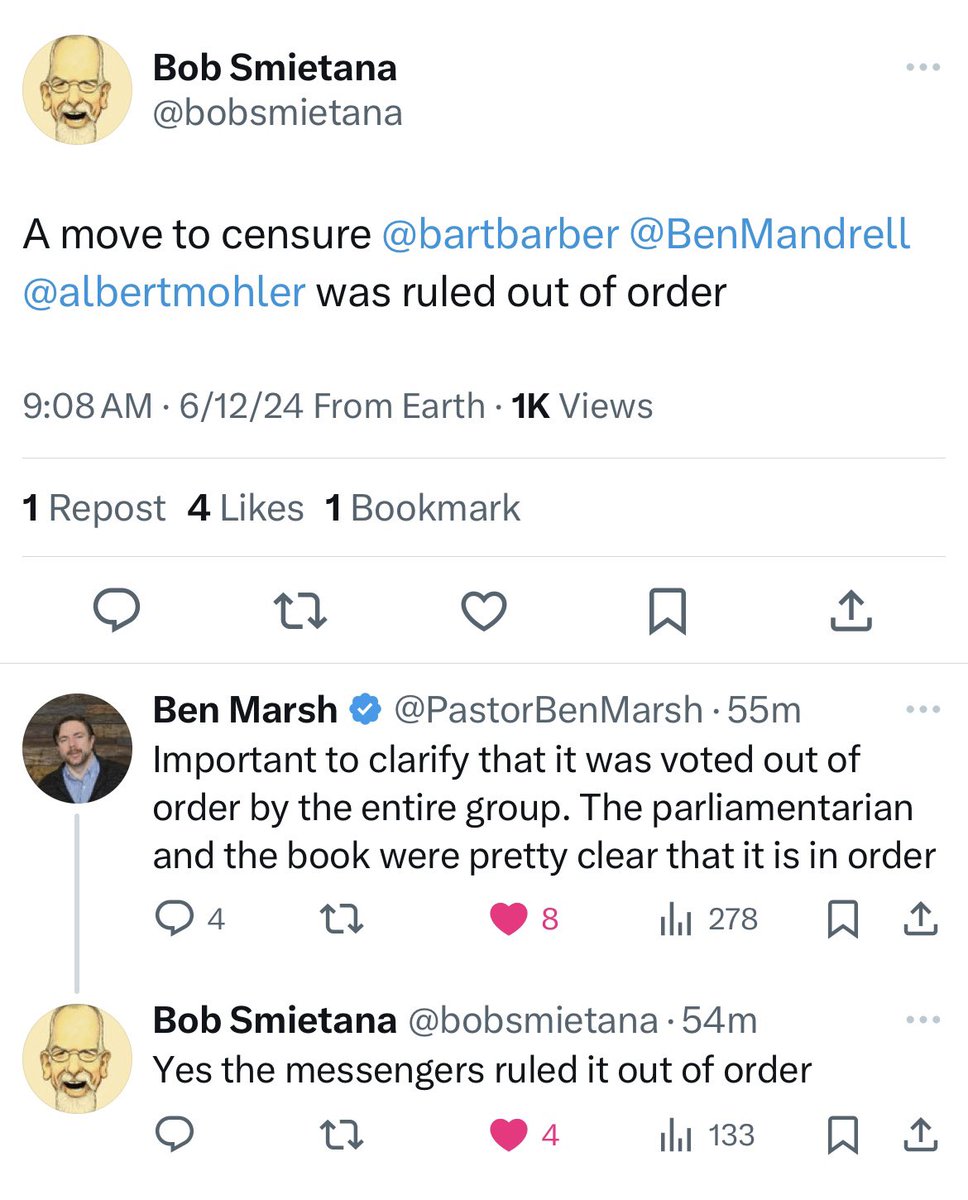 ChristaBrown777's tweet image. The motion to censure Bart Barber &amp;amp; others who authorized the anti-survivor #AmicusBrief was shut down &amp;amp; ruled out of order by the whole of the SBC messenger body. #ThisistheSBC #SBC24

I&apos;m DONE with listening to people tell me how much the messengers really do care about abuse.