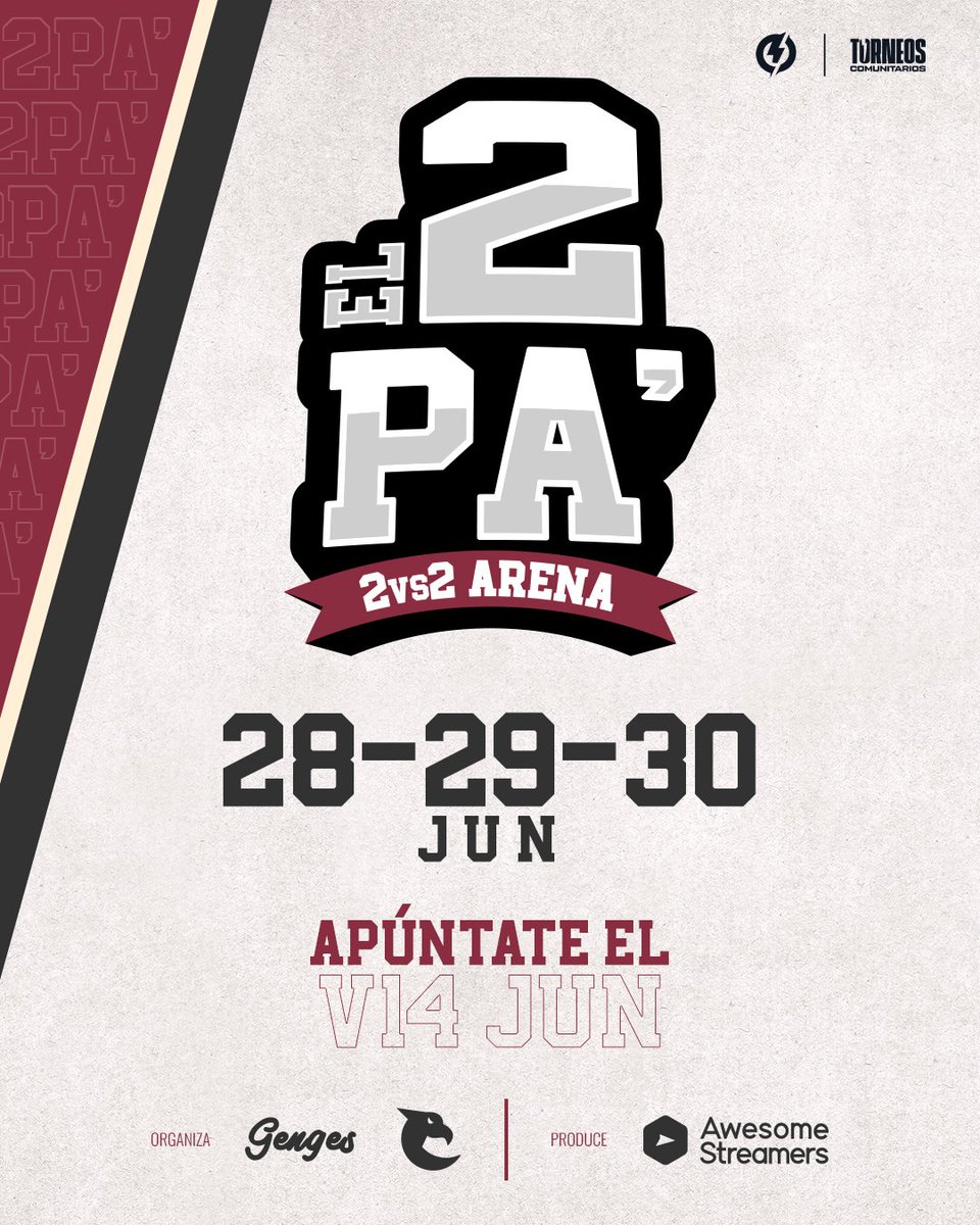 ¿Ganas de un torneo 2vs2 Arena?

Del 28 al 30 de junio organizaremos un torneo en Arena por parejas.

¿Quién va a ser vuestro duo?