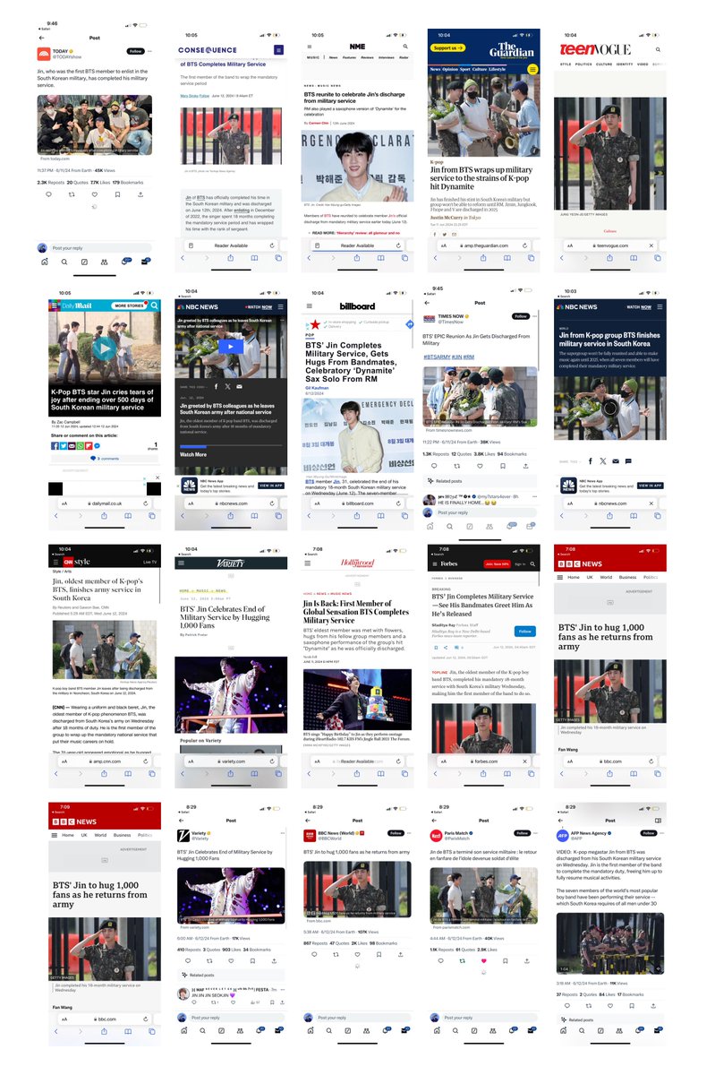 seokjinism1's tweet photo. Renowned Western News and TV have all covered Jin’s Return extensively 

Rolling Stone, Guardian, NBC News, CNN, BBC, Forbes, New York Times, Billboard, NME,  Paris Match, Times Now, Today, Teen Vogue, Variety, Daily Mail, Washington Post, Reuters, and many more have written multiple articles on Kim Seokjin

The whole world is celebrating his return 

KIM SEOKJIN IS BACK
WELCOME HOME JIN
#WelcomeBackJin #WelcomeHomeOurAstronaut #TheAstronautHasLanded