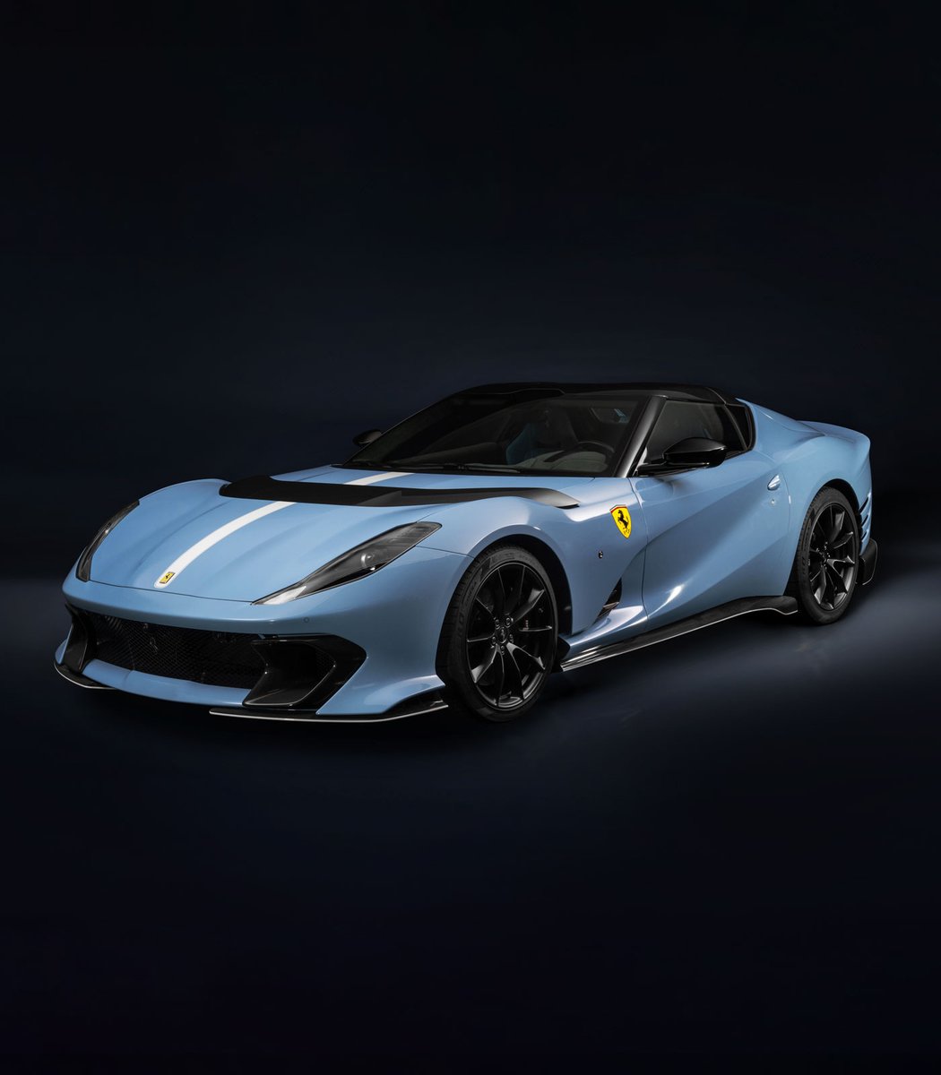 Ferrari's tweet photo. Each and every Ferrari is individual - with the #FerrariTailorMade programme, it's possible to personalise a unique model, such as this sophisticated #Ferrari812CompetizioneA in ethereal Azzurro La Plata, elegantly underscored in Bianco Ferrari FP1.

#Maranello #Ferrari https://t.co/hwXxYkADde