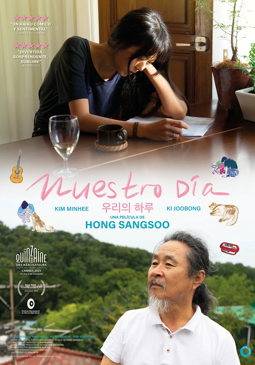 atalantefilms's tweet photo. Es genial y es Sangsoo ✨

Este verano vuelve el maestro coreano (¡y por partida doble!) con los estrenos de #NuestroDía el 12 de julio e #InWater el 17.

🖼️ ¡Ya os podemos enseñar los pósters españoles! Con las ilustraciones de la artista brasileña Tainah Negreiros. https://t.co/lp05QUiI69