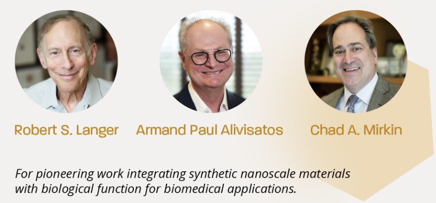 Samir Mitragotri (@smitragotri) on Twitter photo Huge congratulations to Bob Langer, Paul Alivisatos and <a href="/CHADNANO/">Chad A. Mirkin</a> for winning the 2024 Kavli Prize in Nanoscience.
forbes.com/sites/sujataku… Huge congratulations to Bob Langer, Paul Alivisatos and <a href="/CHADNANO/">Chad A. Mirkin</a> for winning the 2024 Kavli Prize in Nanoscience.
forbes.com/sites/sujataku…