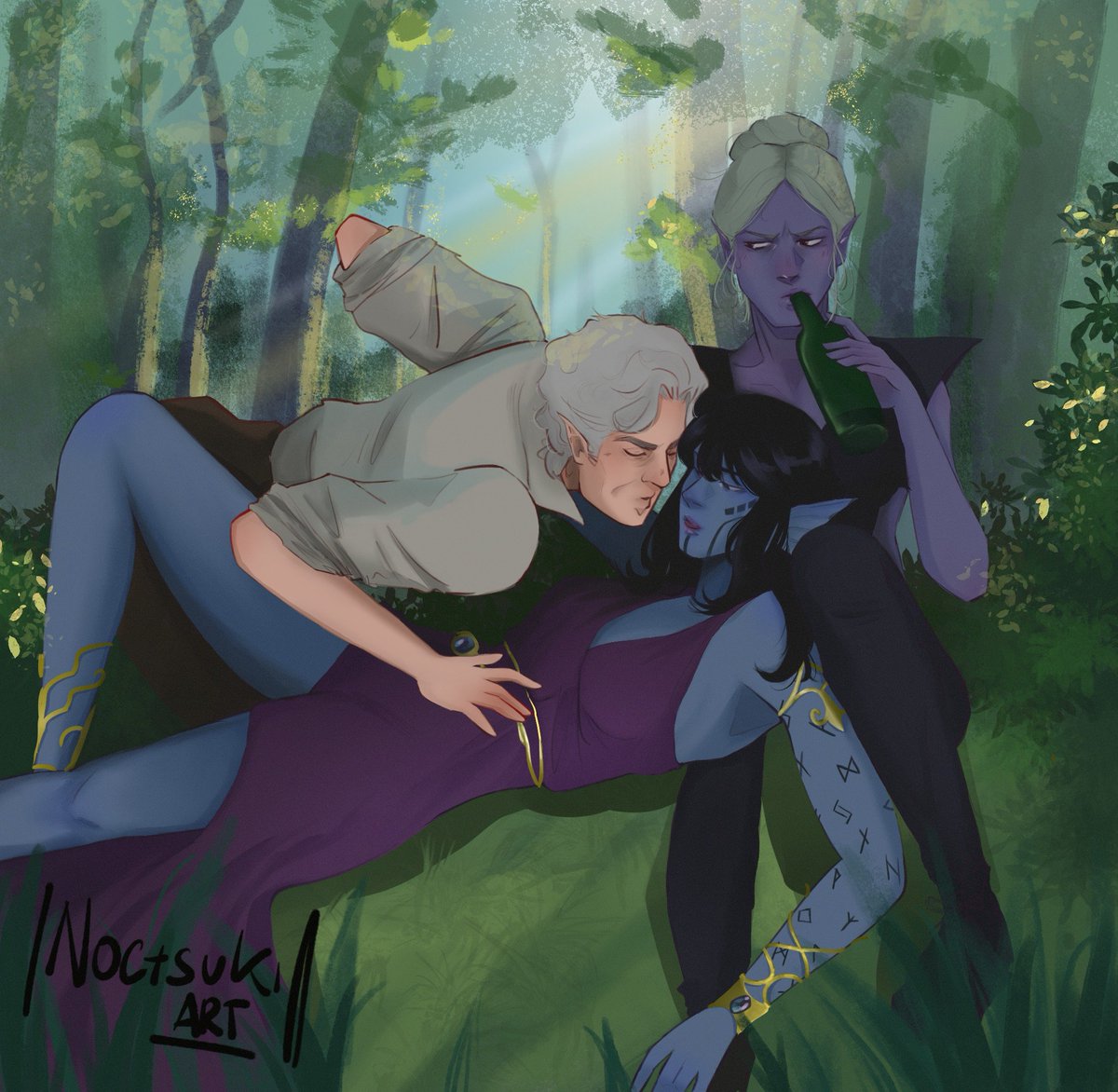 circuscassie's tweet photo. I'm looking to commission artists who are willing to draw my OC (water genasi sorcerer) with Astarion from bg3! 
I prefer styles who show the actual features of the characters (so wrinkles and stuff like that) so no anime, chibi and such. 

I'll DM u if interested! https://t.co/Uldt1KKCFp