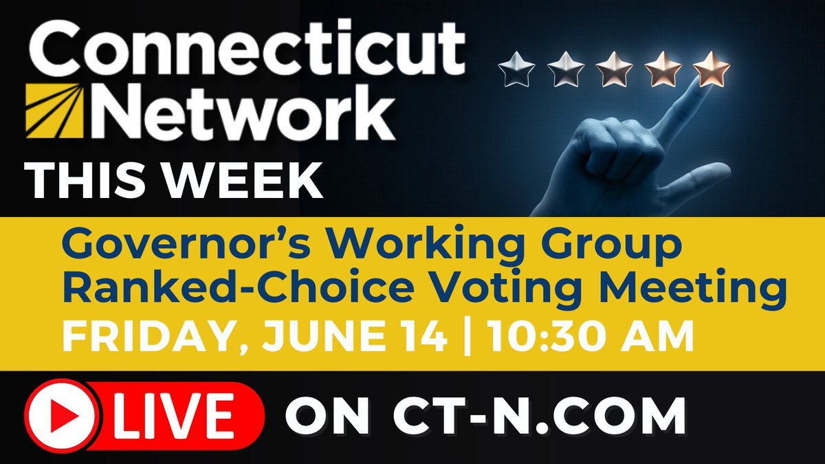 CTNetworkTV's tweet photo. Watch live coverage on https://t.co/eJUt3BSqBm of the Governors new Working Group, which will research ranked-choice voting in CT caucuses, conventions, primaries, and certain municipal elections. Available on Roku or find on cable here: https://t.co/mXq3QUoGVW. #CTN #CTNetwork https://t.co/OKRFMdS4zN
