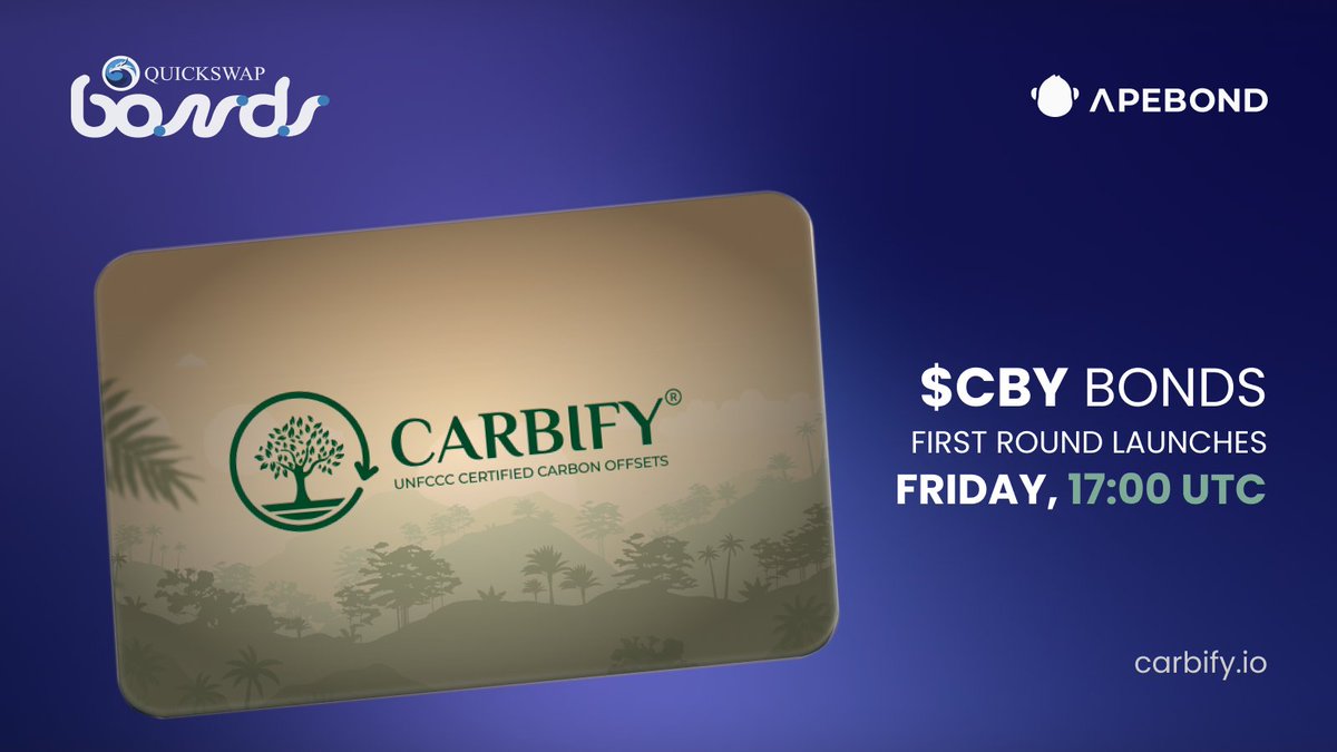 👀 A new HUGE #Polygon Bonds partnership is just around the corner!

🌳 <a href="/Carbify_io/">Carbify</a> is the first CO2 project with United Nations-certified tokens. Plant trees with Carbify and earn profits for 20 years! 💚

📅 Mark your calendars!
➡️ This Friday 14th, 17:00 UTC.