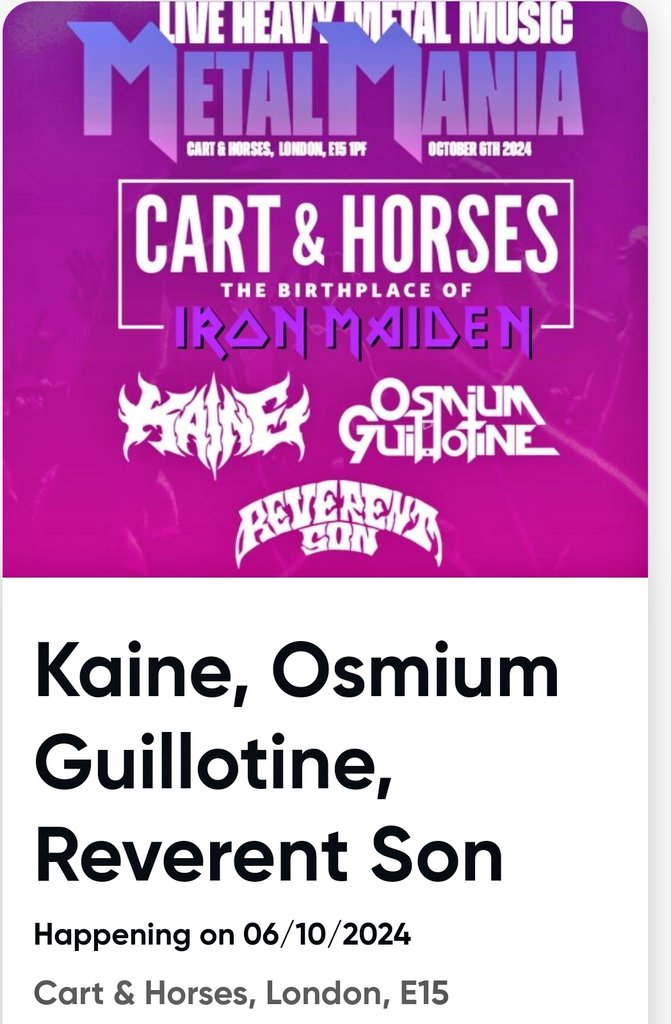The <a href="/cart_horsesE15/">Cart & Horses</a> gigs just keep on coming. 🤘 <a href="/OsmiumG/">Osmium Guillotine</a>
