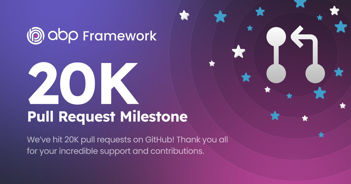 abpframework's tweet photo. 🥁We hit our 20K pull request on #GitHub! Huge thanks to our amazing community! Check it out: https://t.co/PoosH72dY1 #abpframework #abp #abpio #GitHubMilestone #pullrequest https://t.co/flq8X703nD