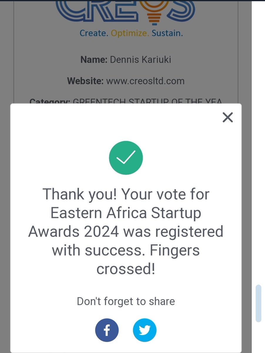 <a href="/creoskenya/">creoskenya</a> <a href="/AfricanGSAwards/">African Startup Awards</a> <a href="/GIIGAfrica/">Global Innovation Initiative Group</a> <a href="/EAfricaSAwards/">Eastern Africa Startup Awards</a> My vote is already 🙌🏽