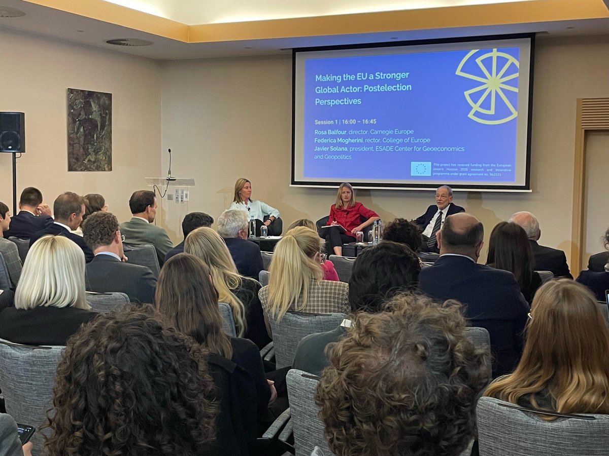 📣 WE ARE LIVE! Listen to Federica Mogherini and Javier Solana discuss what  the European elections mean for the future of 🇪🇺 foreign policy. Join us  here: https://t.co/kJRhO4vfVt And read the ENGAGE