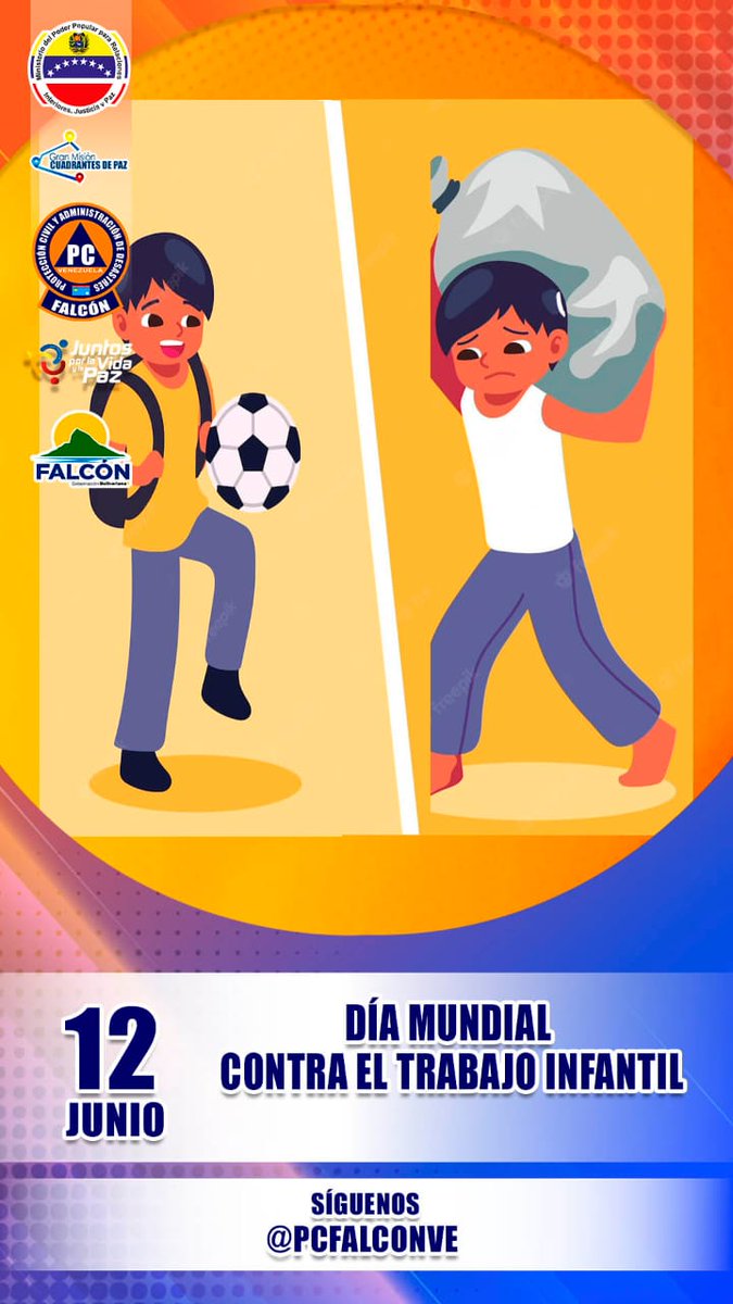 PCFalconVe's tweet photo. Que nuestros niños disfruten su etapa. No al trabajo infantil.
#Prevención https://t.co/OkQedCvAUv