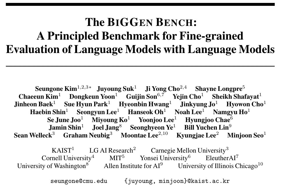 🤔How can we systematically assess an LM's proficiency in a specific capability without using summary measures like helpfulness or simple proxy tasks like multiple-choice QA?

Introducing the ✨BiGGen Bench, a benchmark that directly evaluates nine core capabilities of LMs.