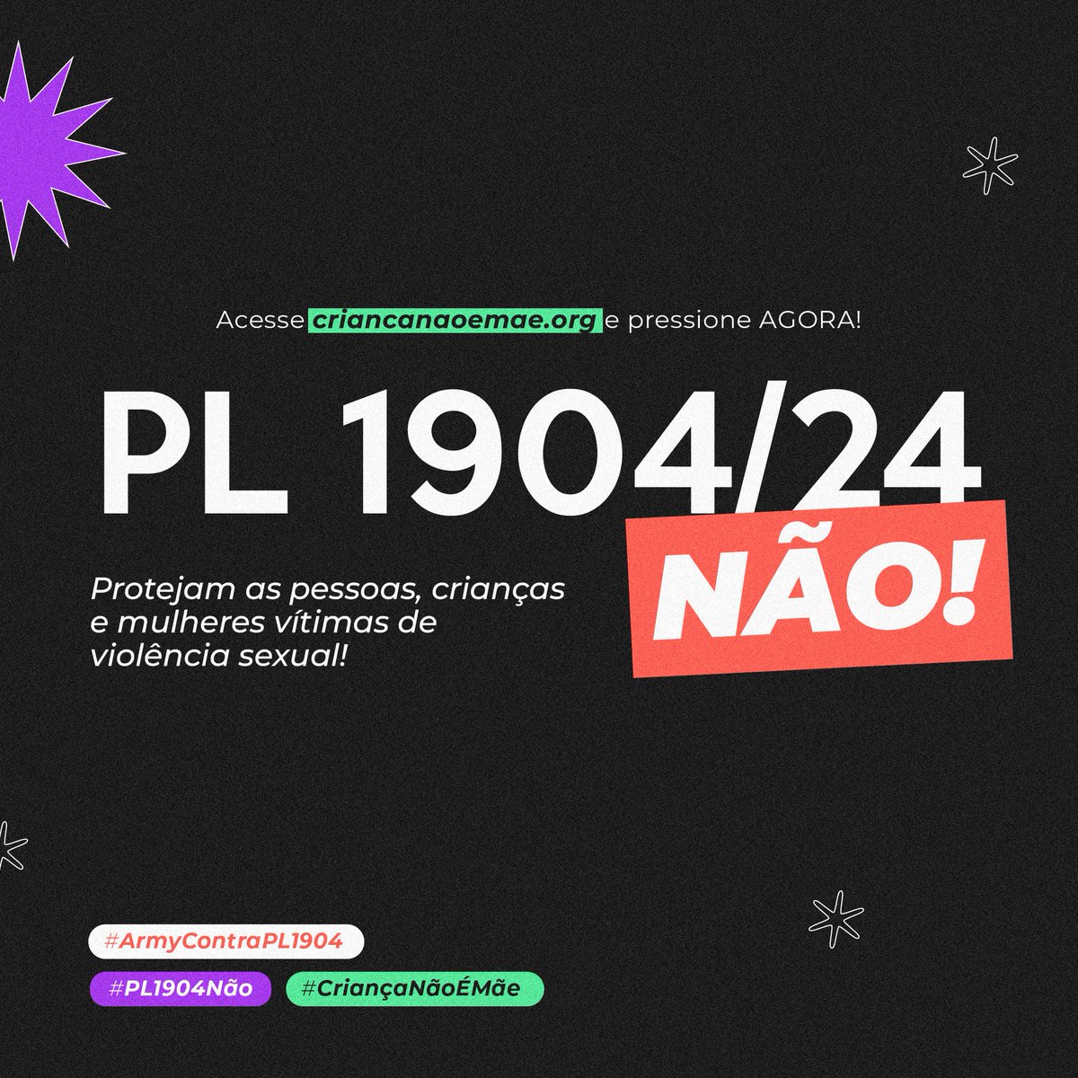ARMY_HTP's tweet photo. Army, vamos floodar a conta do @/ ArthurLira_ contra esse projeto absurdo! Baixem o banner e colem:
CRIANÇA NÃO É MÃE #ArmyContraPL1904 #PL1904Não
https://t.co/1JcB5P6p67

Cole aqui abaixo o link do seu comentário!

🚨🚨🚨🚨🚨🚨🚨 https://t.co/mjSXQIDC6T