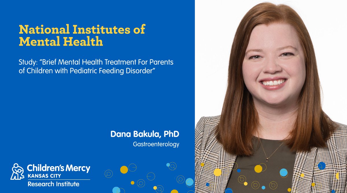 Children's Mercy Research Institute (@researchcm) on Twitter photo Please join us in congratulating Dr. Dana Bakula (<a href="/BakulaDana/">Dana Bakula, PhD</a>). She received a K23 grant from <a href="/NIMHgov/">National Institute of Mental Health (NIMH)</a> for her project on mental health treatment for parents of children with pediatric feeding disorder (PFD). Learn more about what it involves: bit.ly/bakula-NIMH-PFD Please join us in congratulating Dr. Dana Bakula (<a href="/BakulaDana/">Dana Bakula, PhD</a>). She received a K23 grant from <a href="/NIMHgov/">National Institute of Mental Health (NIMH)</a> for her project on mental health treatment for parents of children with pediatric feeding disorder (PFD). Learn more about what it involves: bit.ly/bakula-NIMH-PFD