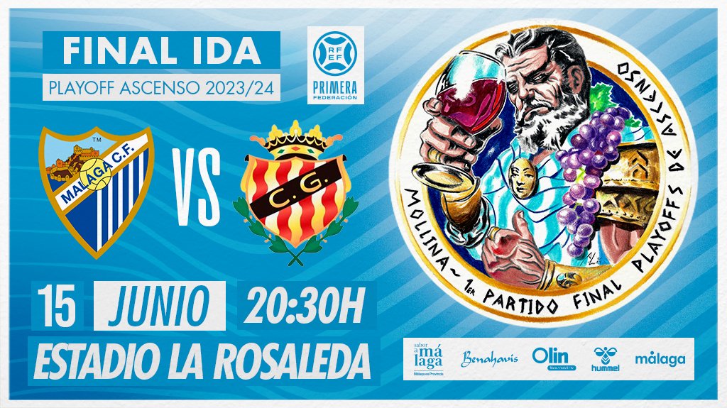 MalagaCF's tweet photo. ¡Mollina escudará al equipo en la ida de la final! 🫡

El artista @joseluispuche nos otorga una increíble representación de la vendimia del municipio costasoleño 🍷

En el lienzo, un gladiador romano, brindando con una copa de vino de la tierra, viste una túnica blanquiazul sujeta por un medallón en el que queda grabado el rostro de la Virgen de la Victoria 💙 

⚔️ Este guerrero simboliza a los jugadores malaguistas, que se encuentran luchando por alcanzar el ascenso, mientras que la virgen les brinda esperanza y suerte para triunfar en el #MálagaNàstic.

🔗 https://t.co/QzB5eAC7ep

#JuntosSomosInvencibles