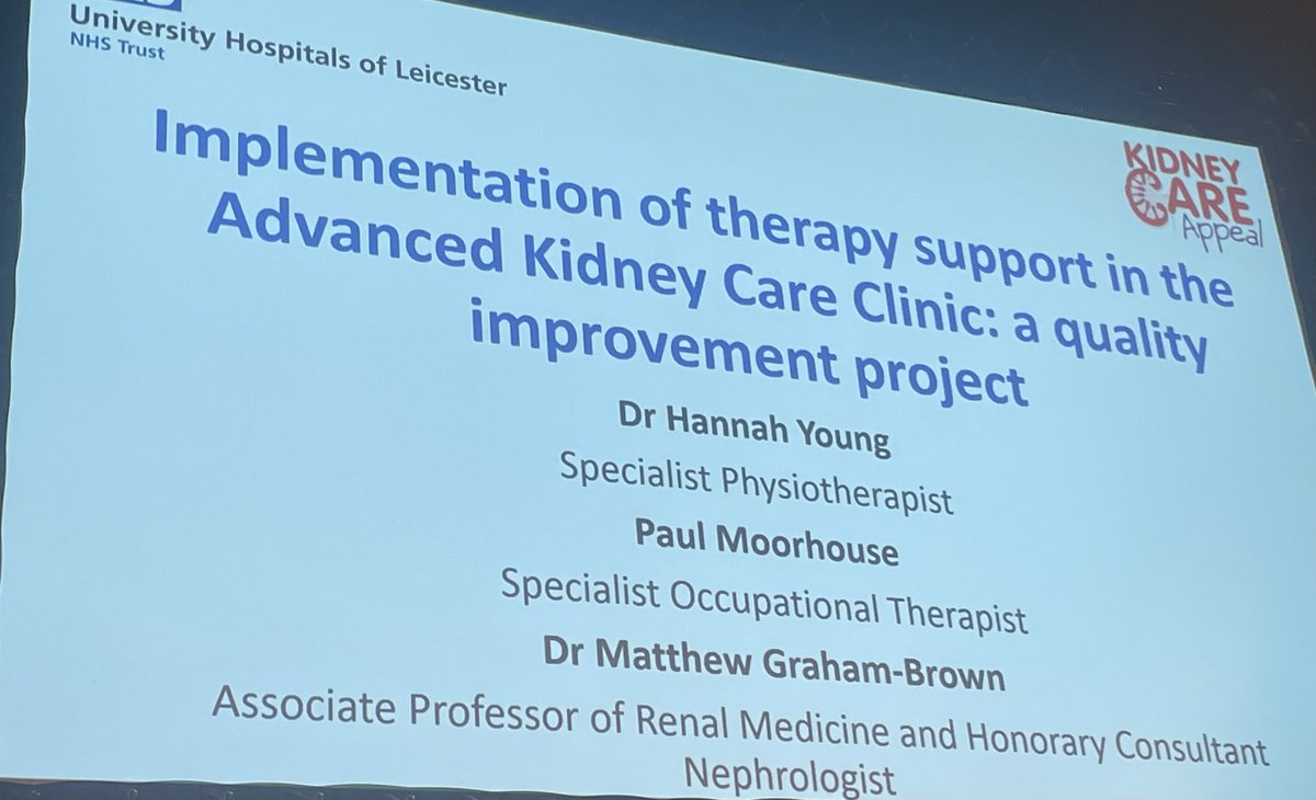 Sharlene Greenwood (@sharleneuk) on Twitter photo Physio <a href="/hmlyoungphysio/">Dr Hannah Young</a> and OT Paul Moorhouse doing a double act presenting the QI project on the role of therapies in AKCC. Reducing frailty saves bed days! #UKKW2024 Physio <a href="/hmlyoungphysio/">Dr Hannah Young</a> and OT Paul Moorhouse doing a double act presenting the QI project on the role of therapies in AKCC. Reducing frailty saves bed days! #UKKW2024