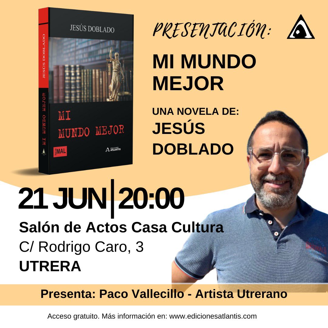 JesusDoblado's tweet photo. Después de un tiempo, vuelvo al lío. 
El próximo dia 21 presento mi nueva novela. 
Negra, policiaca y trepidante. Vuelve Pedro Castro en otra aventura 

Mi mundo mejor

Y presentado por mi querido Paco Valle, grande entre los grandes. 

No puedo pedir más. 

Gracias a todos https://t.co/SLmdUJbRXo