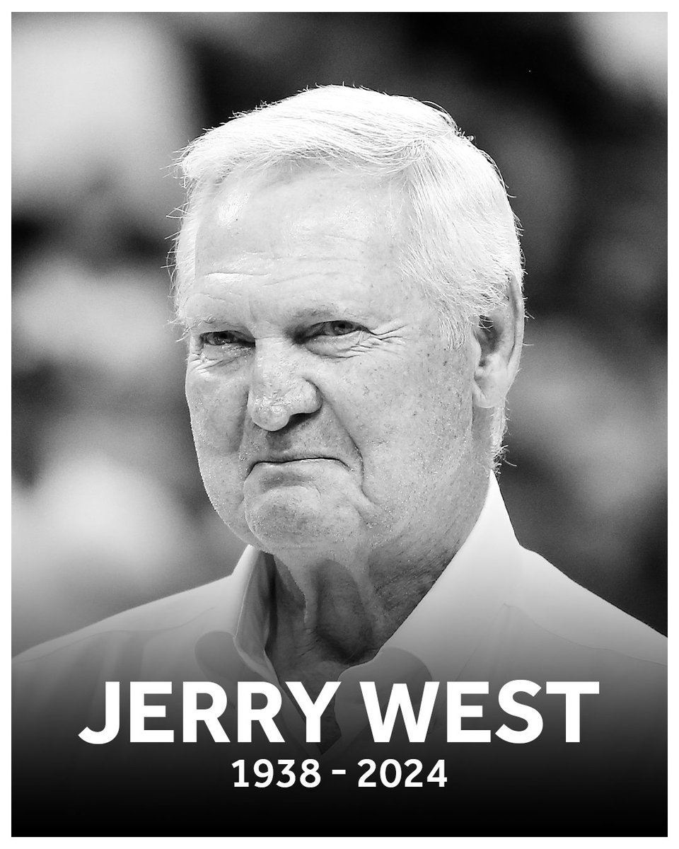 NBATV's tweet photo. NBA legend and Hall-of-Famer Jerry West has passed away at the age of 86. https://t.co/Ox4ZhAERyk