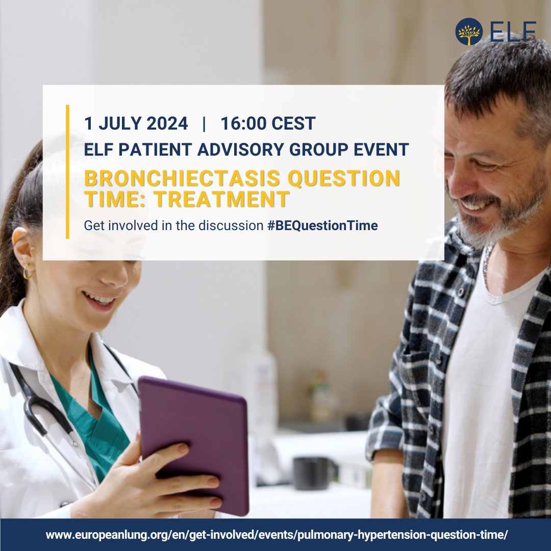 EuropeanLung's tweet photo. On World Bronchiectasis Day (1 July), we will be holding a webinar where experts will answer questions about current and future treatment for bronchiectasis.

Submit your questions and register for the event on the event page on our website:

 https://t.co/giDQma8n9p https://t.co/jXUz2StU6I