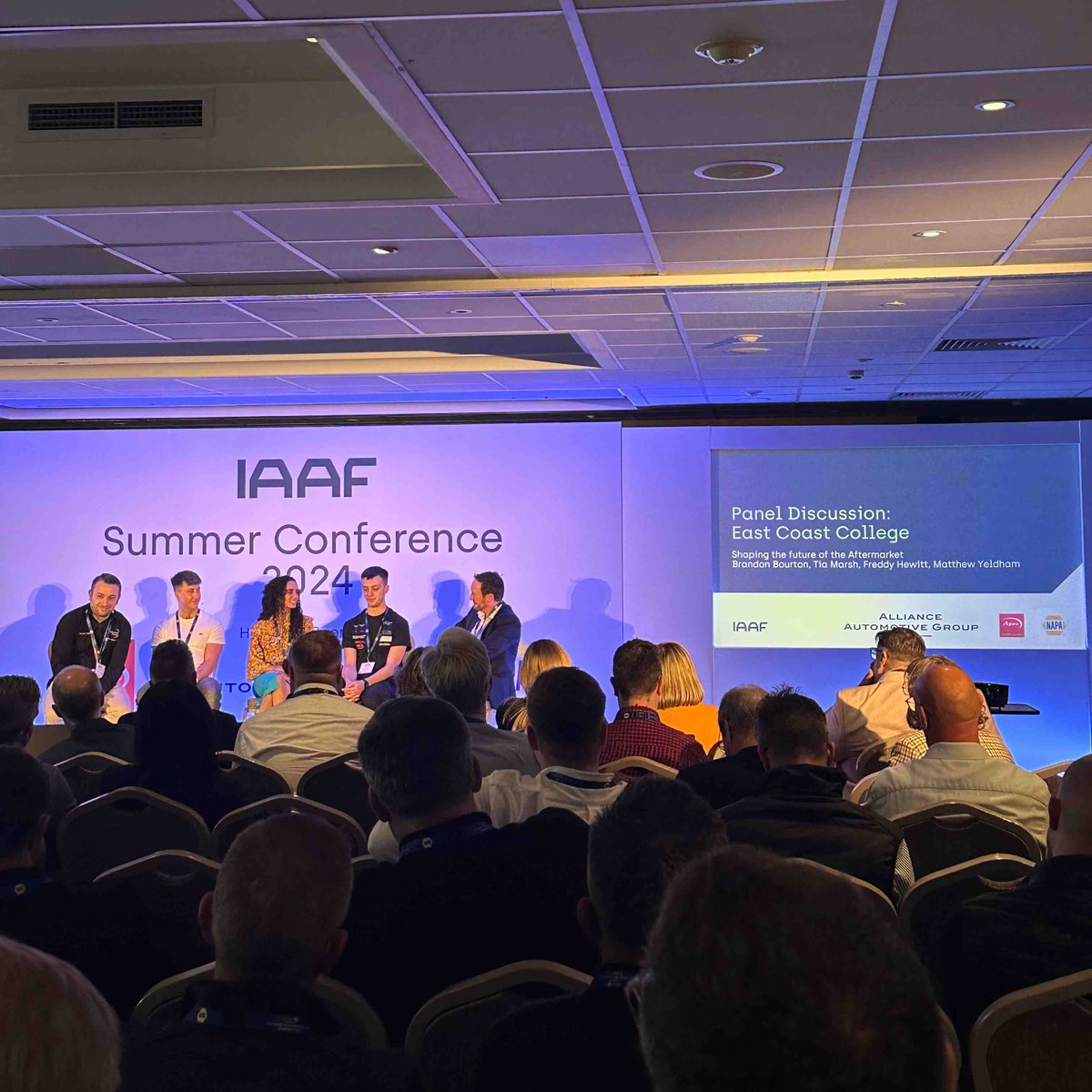 Finally, we have East Coast College on stage for another panel discussion.

They are discussing how we can help to shape the future of the aftermarket.

#IAAF2024 #