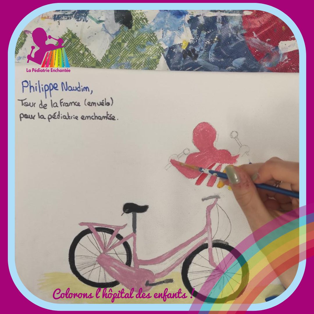 PEnchantee's tweet photo. Voilà 1 mois que Philippe Naudin s’est lancé dans son projet de tour de France ! 🚴

À cette occasion, les enfants hospitalisés au CHR Metz-Thionville ont réalisé, lors d’ateliers menés par l’artiste Yvette SZAKACS, des toiles autour de cette folle aventure ! 🧑‍🎨

 #tourdefrance https://t.co/PCax8pLMj6