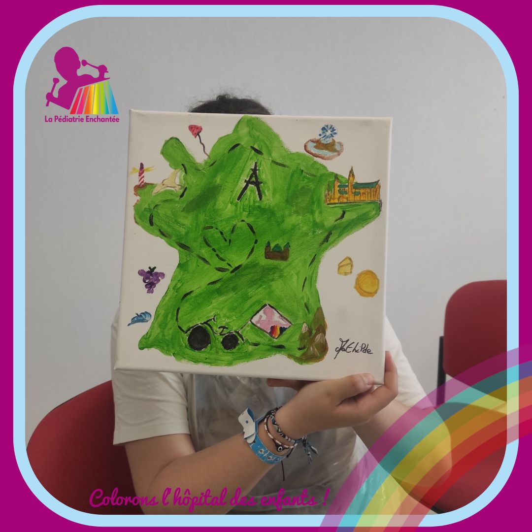 PEnchantee's tweet photo. Voilà 1 mois que Philippe Naudin s’est lancé dans son projet de tour de France ! 🚴

À cette occasion, les enfants hospitalisés au CHR Metz-Thionville ont réalisé, lors d’ateliers menés par l’artiste Yvette SZAKACS, des toiles autour de cette folle aventure ! 🧑‍🎨

 #tourdefrance https://t.co/PCax8pLMj6