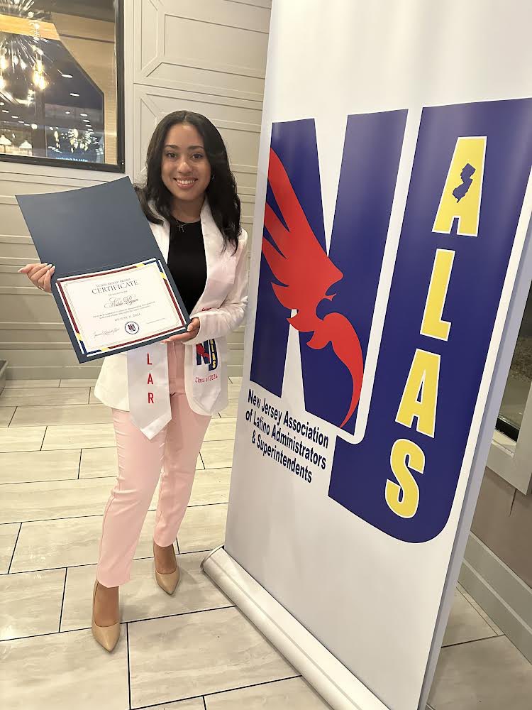 RamblerCHSSC's tweet photo. Congratulations, Natalie Peguero, recipient of the New Jersey Association of Latino Administrators &amp; Superintendents Scholarship and future pledge of Lambda Theta Alpha. @NJALAS22 https://t.co/Kr2X4cMGWm