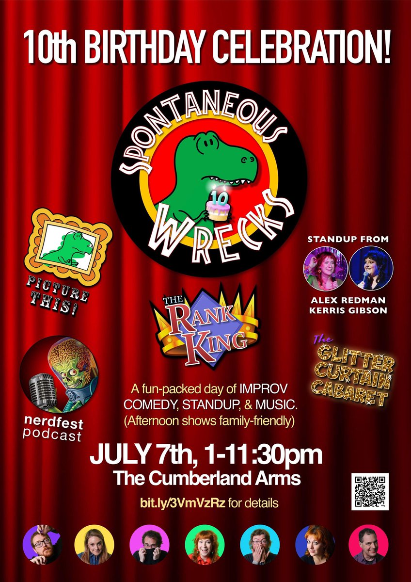 SpontaneousWrex's tweet photo. Hot off the digital press - the poster for our 10th birthday show, The Cumberland Arms, 7th July!

https://t.co/ckkQgZQfYa https://t.co/yU2LRf26iR