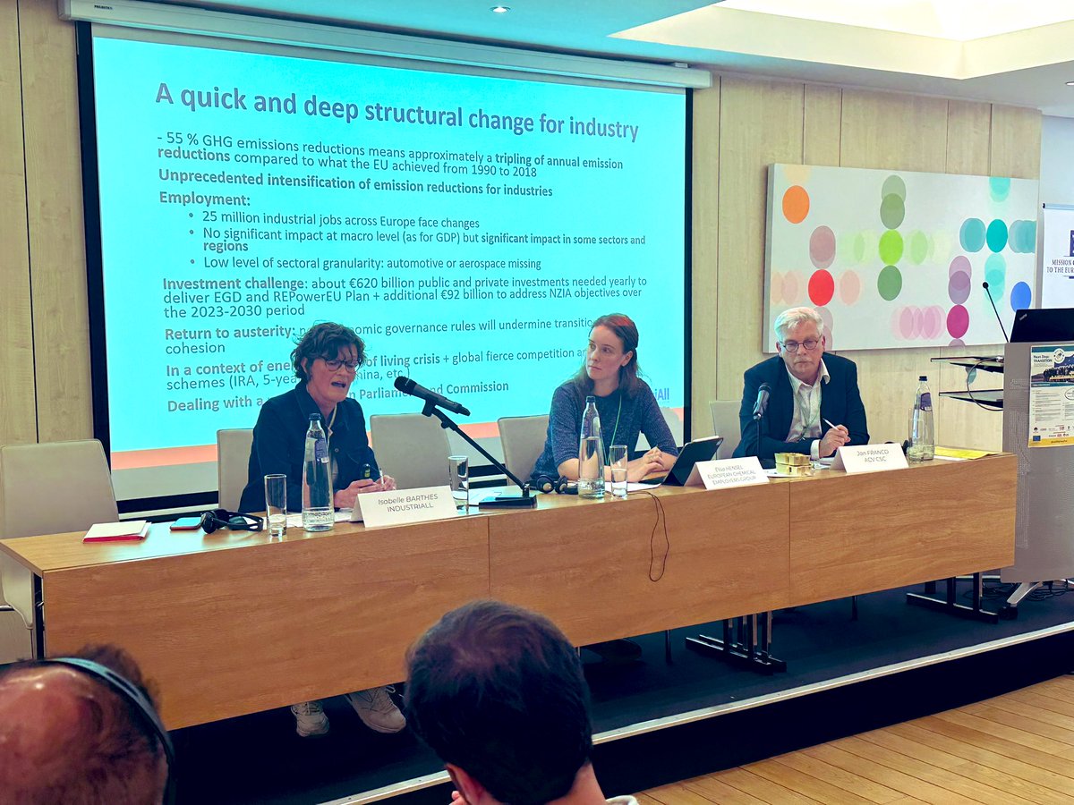 FemcaCISL's tweet photo. #nextsteptransition The role of European Social Dialogue for a just energy transition: @IsabelleBarthes @industriAll_EU stresses on the need for investments in infrastructures, re- and up-skilling, employment continuity and protection https://t.co/nrq8HbUXMT