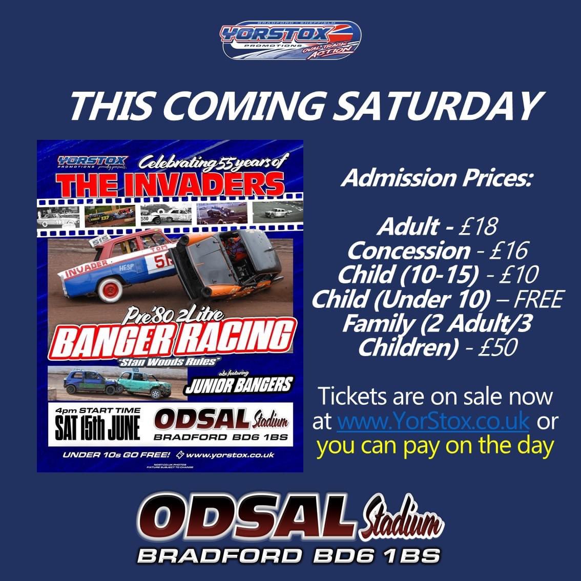 YorStox's tweet photo. 𝗕𝗔𝗡𝗚𝗘𝗥 𝗥𝗔𝗖𝗜𝗡𝗚 𝗜𝗡 𝗕𝗥𝗔𝗗𝗙𝗢𝗥𝗗

📅 Saturday 15th June 
📍 Odsal Stadium, Bradford (BD6 1BS) 
🕓 Grand Parade 3:15pm, First Race 4pm 

🚗 Pre 80 2 Litre Bangers &amp; Junior Bangers 

ℹ️ All the key information is at https://t.co/9FqHXcXnYq https://t.co/rxtFOEXow1