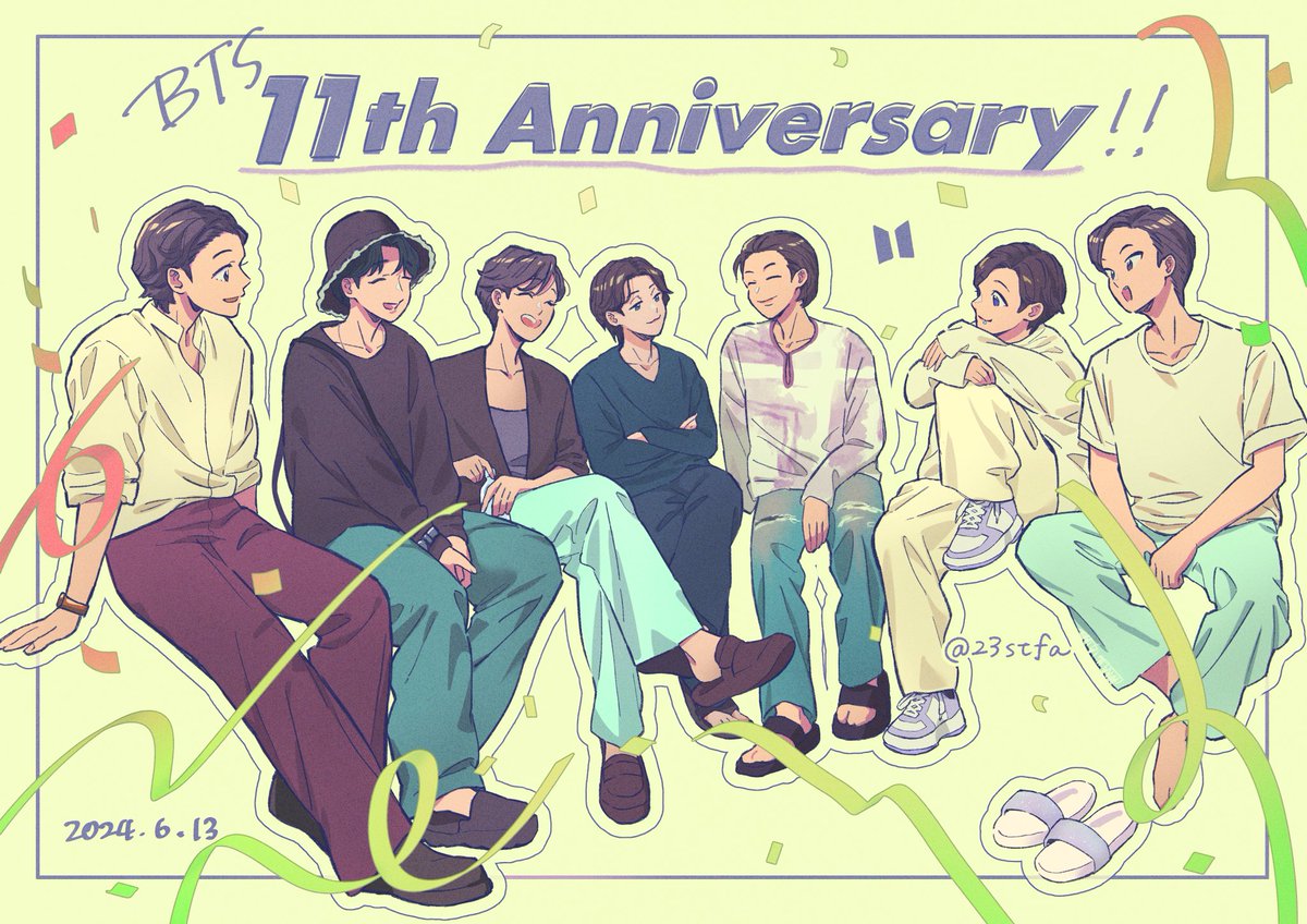 早く7人のわちゃわちゃが見たいな～と思いながら描いた絵
（昨日の集合写真でひとまず回復💜😌）

11周年おめでとう🎂🥳🎉
うりばんたんさらんへ🫶

#BTS11thAnniversary
#방탄11주년ㅊㅋ #아ㅁ1와방탄사ㅇ1포레버💜