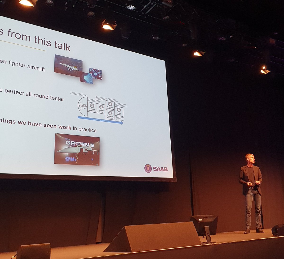 Final keynote of the day from Torvald Mårtensson - Testing Fighter Aircraft #EuroSTARConf