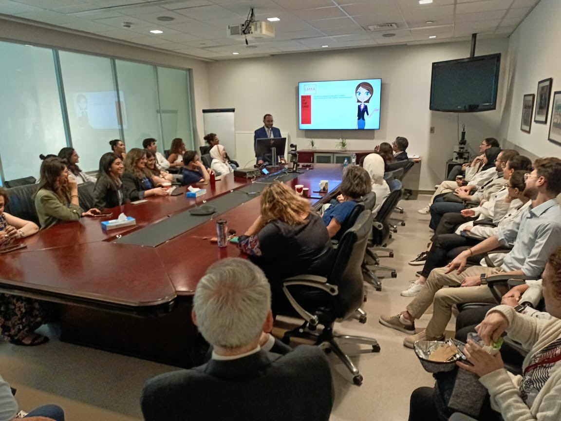 AubmcPsychiatry's tweet photo. Full house during today’s journal club presented by Dr. @EliasGhossoubMD on the forensic assessment and treatment of female sex offenders. 🧠 #ForensicPsychiatry https://t.co/sd8153SJb2