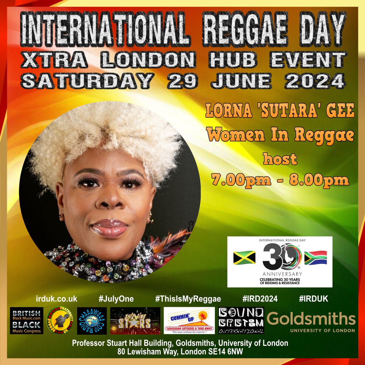 regfraternityuk's tweet photo. Come and listen to the discussion on ‘Women In Reggae’ at 7pm on Sat 29 June 2024 @ the International Reggae Day Xtra London Hub Event @ Goldsmiths University. Host: #LornaGee. Panel: #AudreyScott #AllisonMason #YassminVFoster & #TeshayMakeda Register > https://t.co/JEsQIAwFzo https://t.co/MOWHGb2xzD
