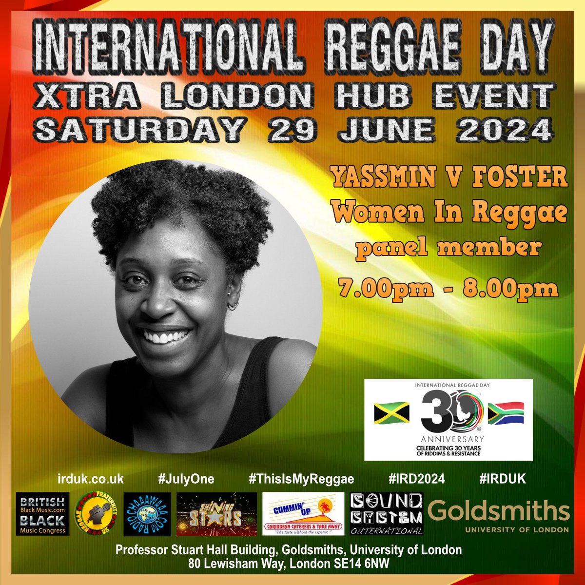 regfraternityuk's tweet photo. Come and listen to the discussion on ‘Women In Reggae’ at 7pm on Sat 29 June 2024 @ the International Reggae Day Xtra London Hub Event @ Goldsmiths University. Host: #LornaGee. Panel: #AudreyScott #AllisonMason #YassminVFoster & #TeshayMakeda Register > https://t.co/JEsQIAwFzo https://t.co/MOWHGb2xzD