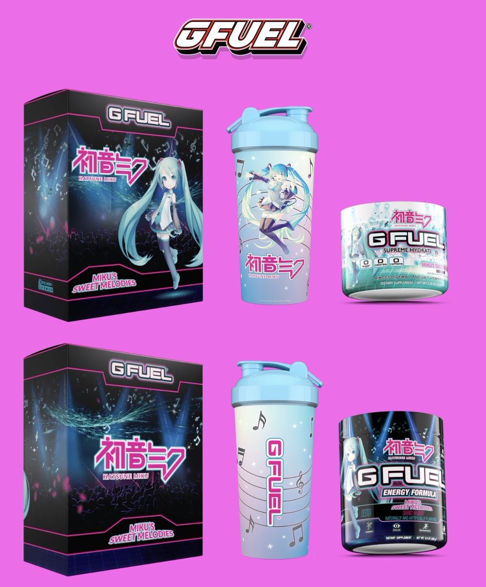 GFuelEnergy's tweet image. 💕 𝗥𝗧 + 𝗙𝗢𝗟𝗟𝗢𝗪 to win a #HatsuneMiku x #GFUEL "𝗧𝗛𝗘 𝗗𝗜𝗩𝗔" Collector's Box of your choice! 2 winners picked on Friday to celebrate The Waitlist!⤵️ 

📮 𝗝𝗢𝗜𝗡 𝗪𝗔𝗜𝗧𝗟𝗜𝗦𝗧: GFUEL.com/products/diva-…