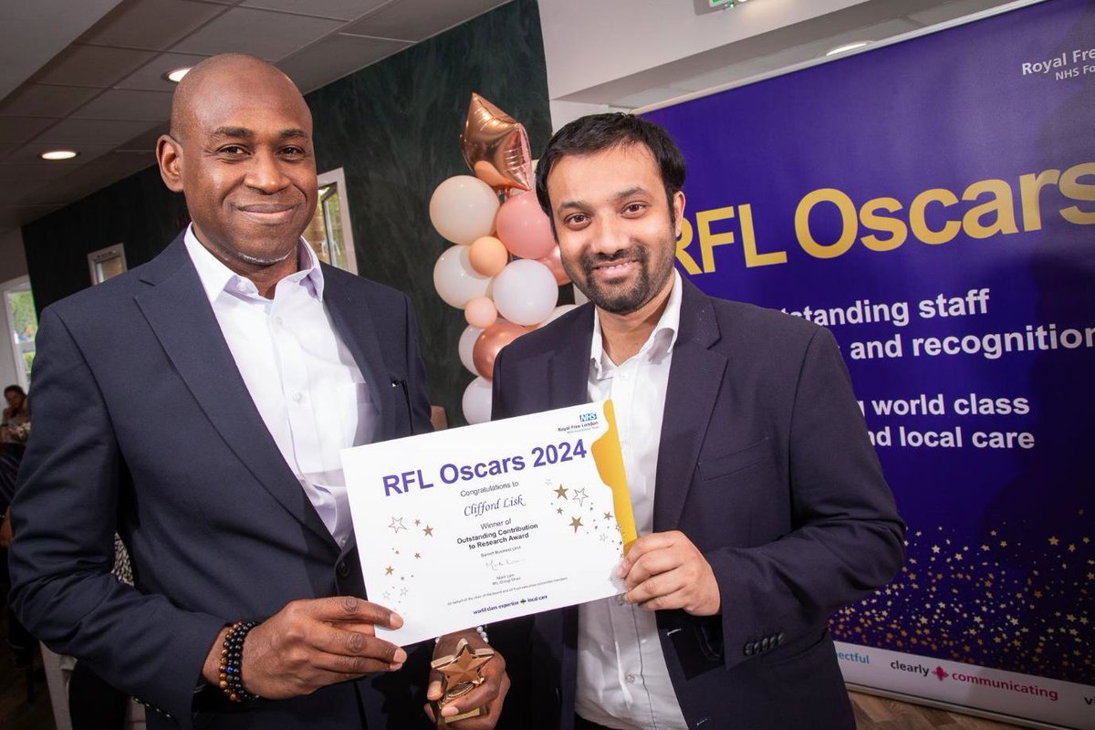 🧵9/15 Clifford Lisk won the outstanding contribution to research award. Clifford has led on bringing the CHARMER research trial to Barnet Hospital, which aims are to stop the use of unnecessary or inappropriate medicines being prescribed to older patients.