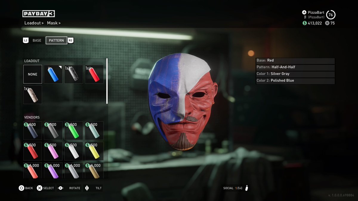 Bartdoesirony's tweet photo. @PAYDAYGame  I am in love with the mask customization in this game! 
Here’s my best work so far, really puts the “Le” in Le Fantôme. https://t.co/cBBNxyLxRV