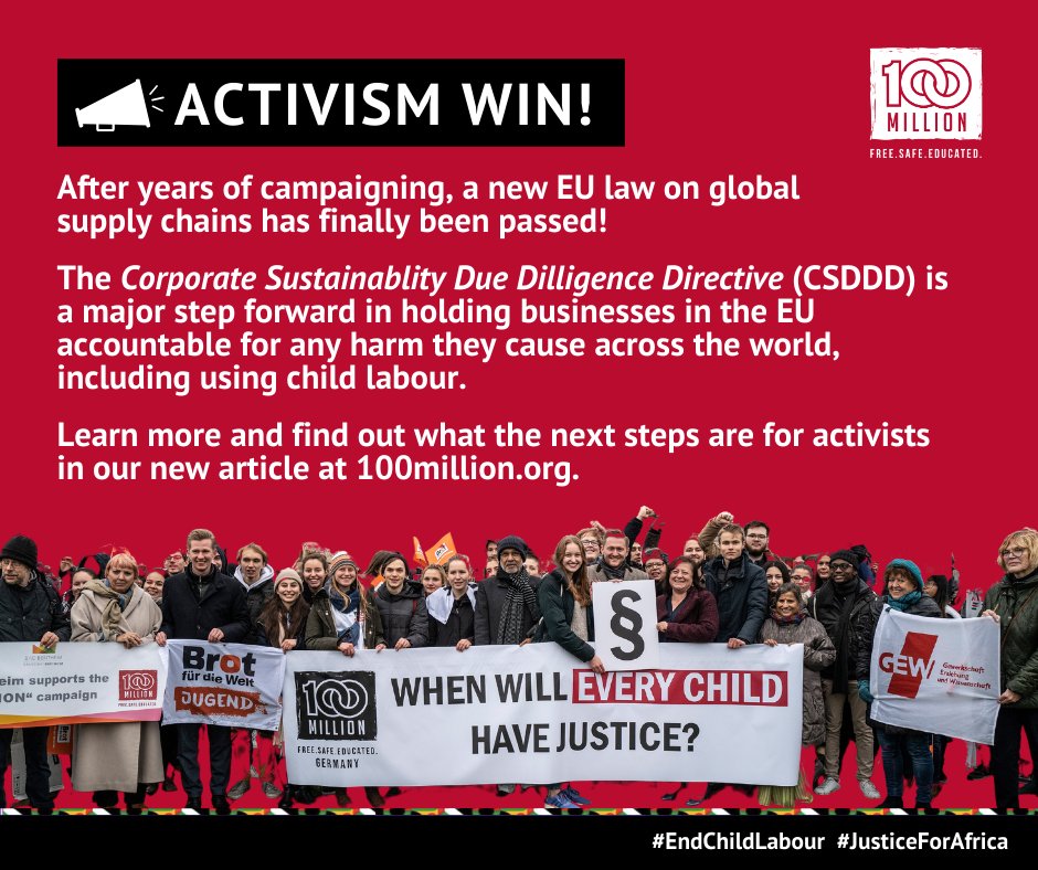 READ: A new EU law (#CSDDD) is a major win in holding big businesses accountable for failing to #EndChildLabour in their global supply chains. 

Learn more this #WorldDayAgainstChildLabour: bit.ly/NEW-EU-LAW