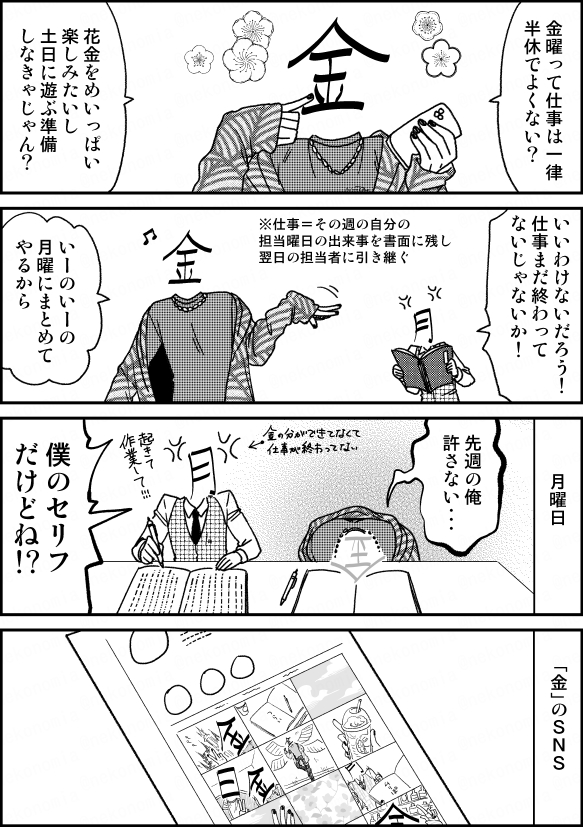 【創作】チャラ金

曜日っ子ら、割と気に入っとる。 
