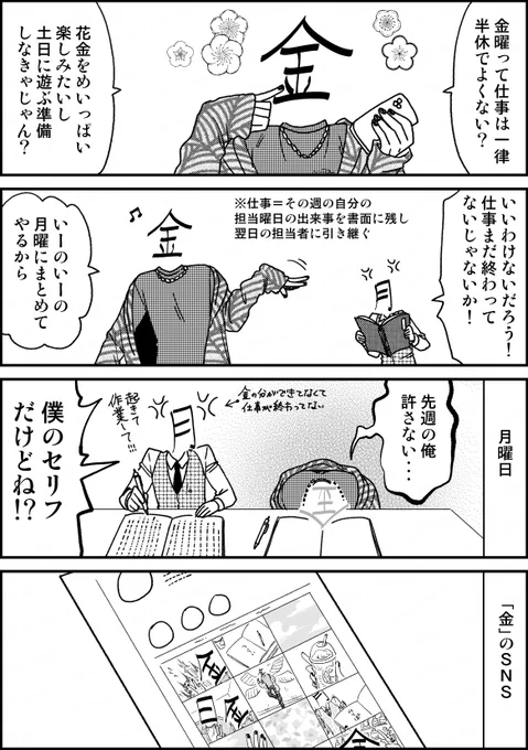 【創作】チャラ金

曜日っ子ら、割と気に入っとる。 