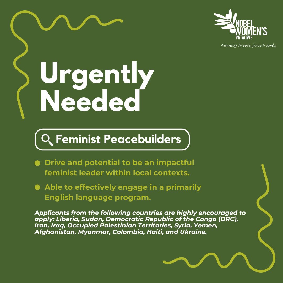 📢 Exciting News! 🎉

Calling young feminist leaders! The deadline to apply for the 2024 Sister-to-Sister cohort has been extended to June 21. Don't miss out on this incredible opportunity! 🌟 Apply today!

🔗: nobelwomensinitiative.org/callforsistert…