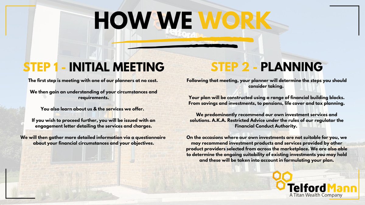 Titan_PI's tweet photo. How do we work?

Take your first steps towards financial education by sitting down with one of our expert financial planners.

Get in touch for your initial meeting via the link in our bio. https://t.co/9WxQOwceno