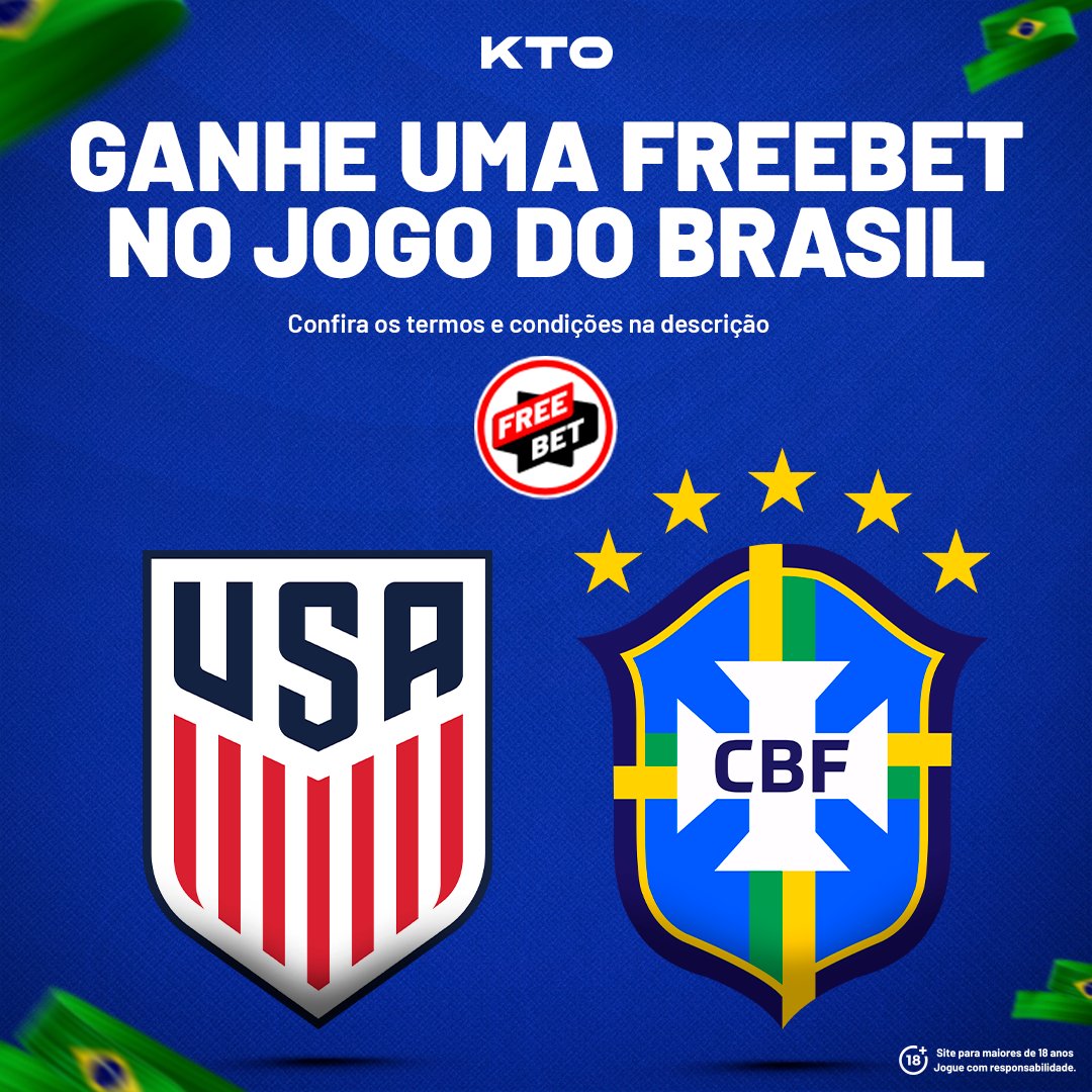 KTO_brasil's tweet image. 🇧🇷 GANHE 100 REAIS EM FREEBET COM O BRASIL 🇧🇷

Nesta noite, às 20h, Estados Unidos e Brasil se enfrentam em amistoso, e a KTO resolveu dar um presentinho pra vocês! 🎁

Regras para participar:

1⃣ Seguir a KTO
2⃣ Dar RT nesse post
3⃣ Comentar o placar exato de Estados Unidos x…