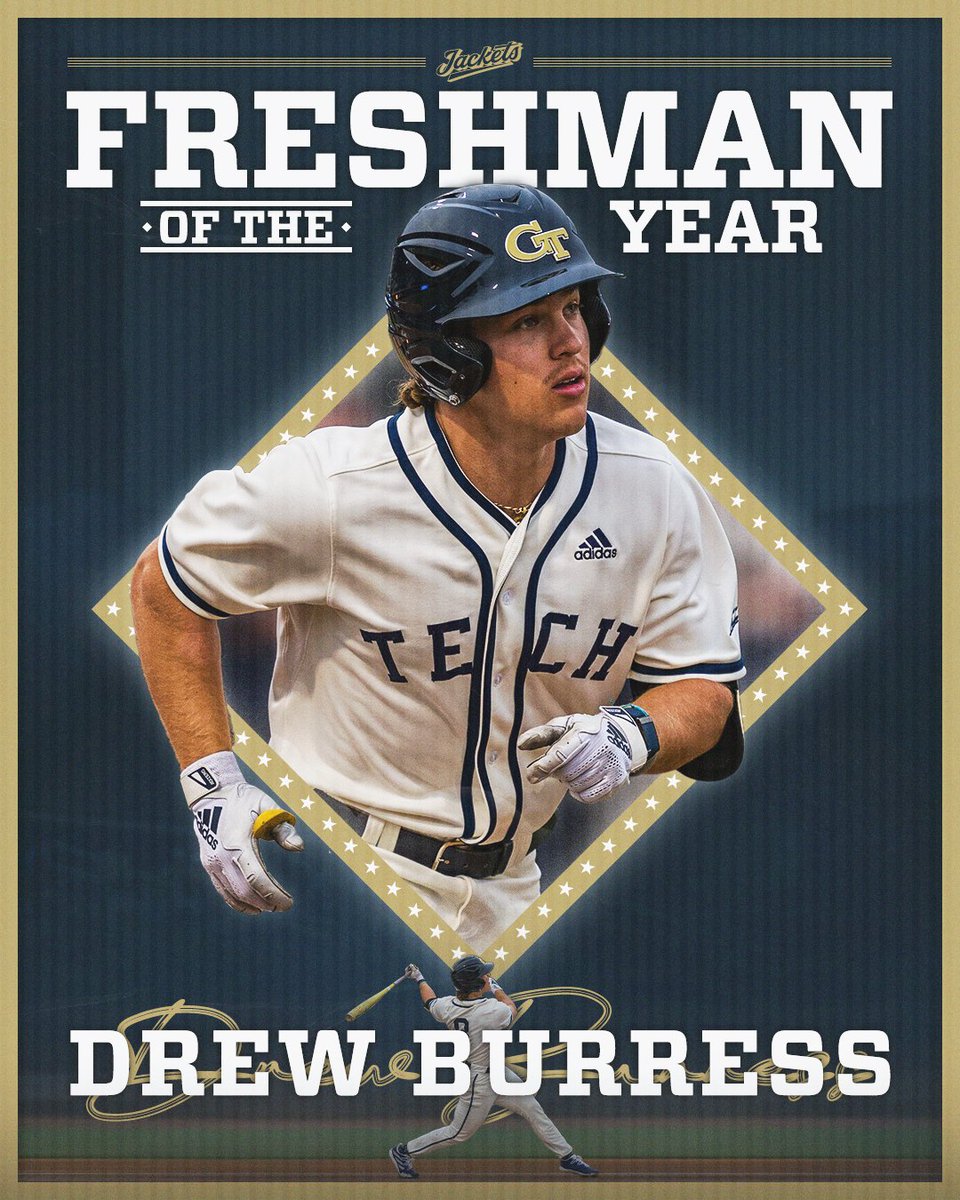 Georgia Tech Baseball (@gtbaseball) on Twitter photo ππππππππ π
πππππππ ππ
πππ ππππ
<a href="/drew_burress08/">Drew Burress</a> continues to rack up the awards, earning <a href="/PGCollegeBall/">PG College Baseball</a>'s top freshman honor!
#WreckHavoc x #StingEm ππππππππ π
πππππππ ππ
πππ ππππ
<a href="/drew_burress08/">Drew Burress</a> continues to rack up the awards, earning <a href="/PGCollegeBall/">PG College Baseball</a>'s top freshman honor!
#WreckHavoc x #StingEm