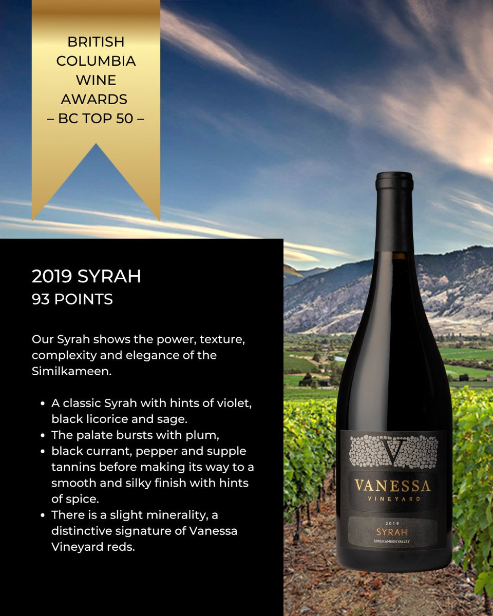 We are honoured to announce that our 2019 Syrah and 2019 Goltz Legacy wines have both won awards that place us amongst the Top 50 BC Wines.