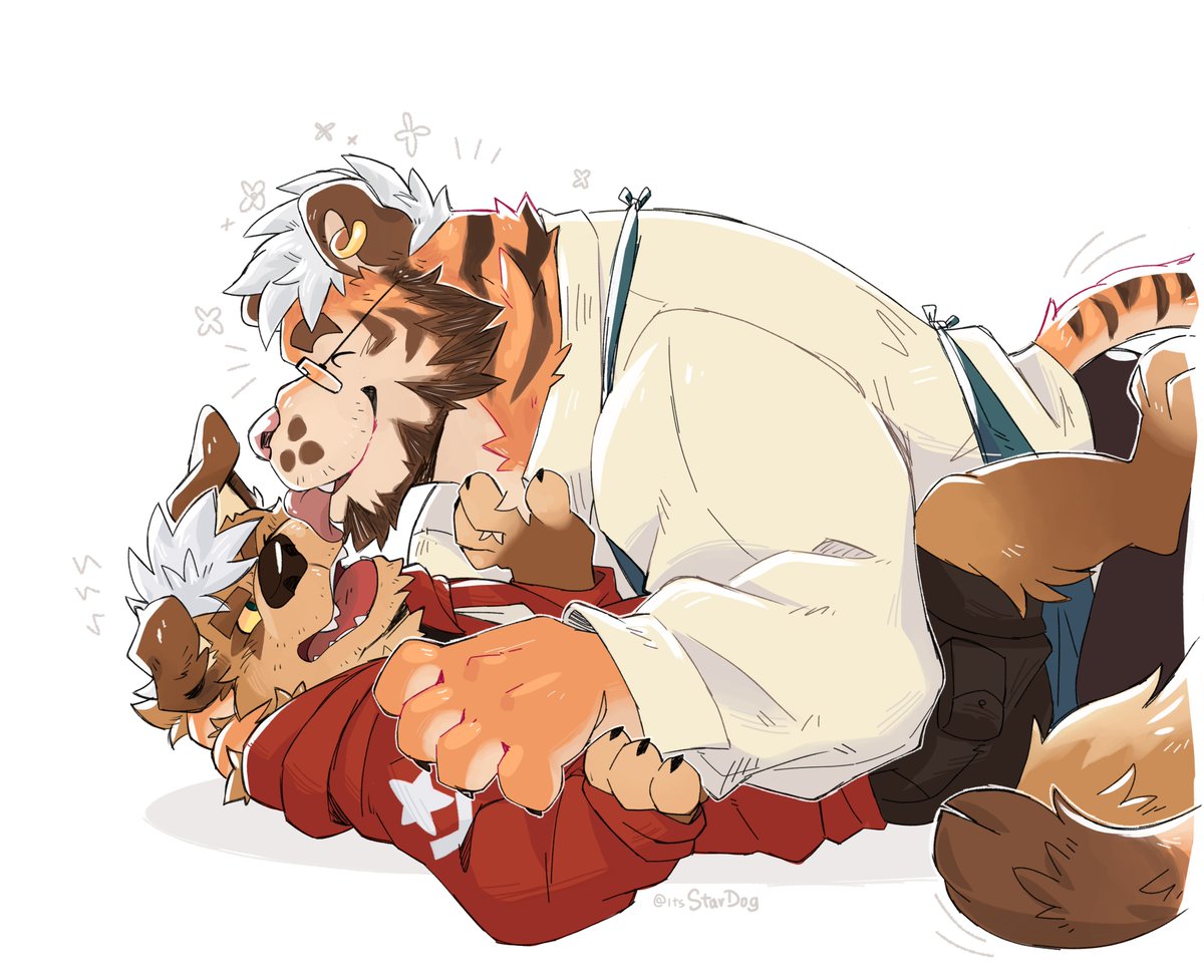 wont stop licking him

he hates it