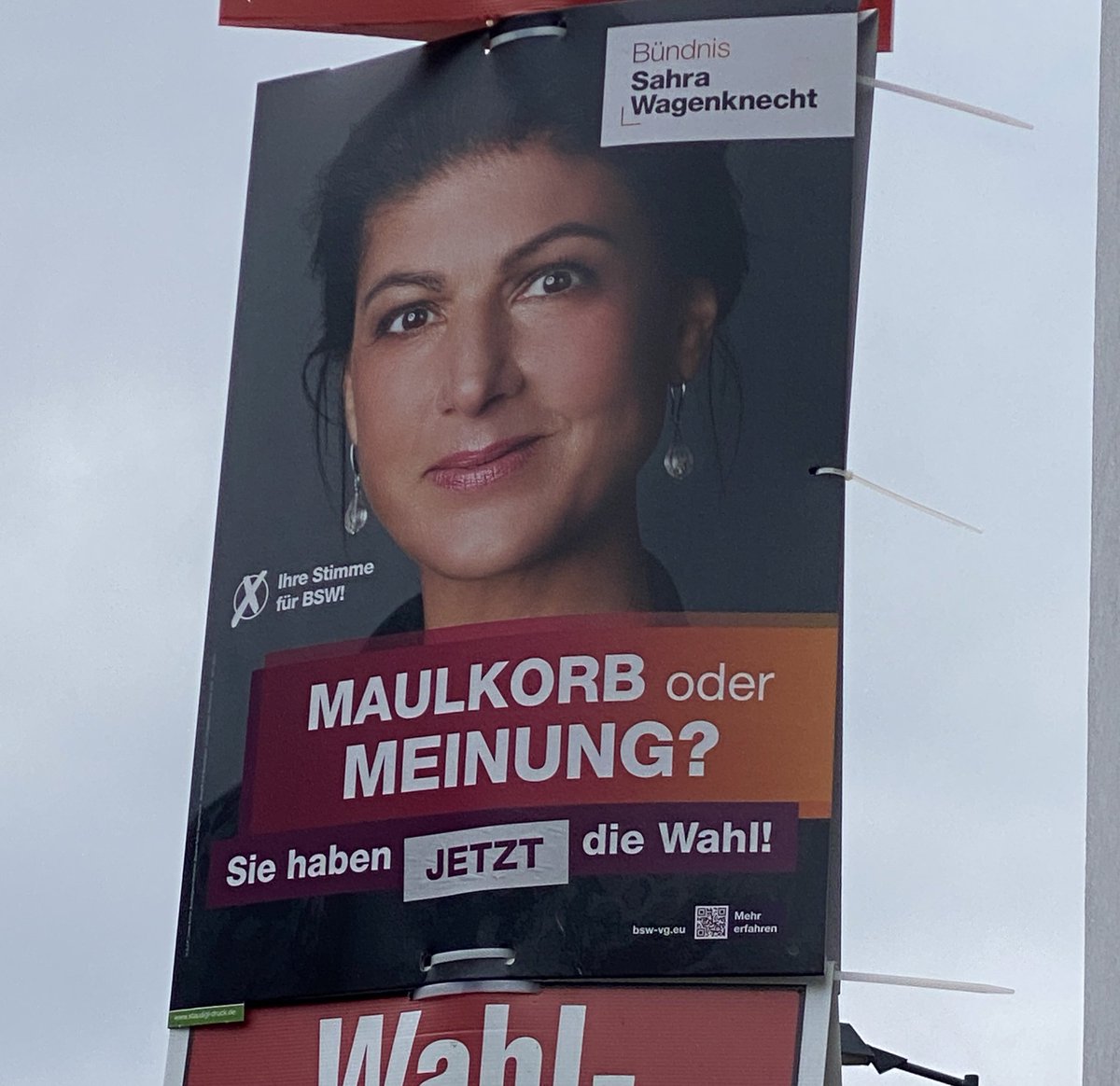 MKiesslich's tweet photo. Verschwörungstheorie bezog sich auf dieses Bild, wo BSW quasi behauptet, es gebe Maulkörbe in der politischen Meinungsbildung in Deutschland https://t.co/5yCL77jSgk