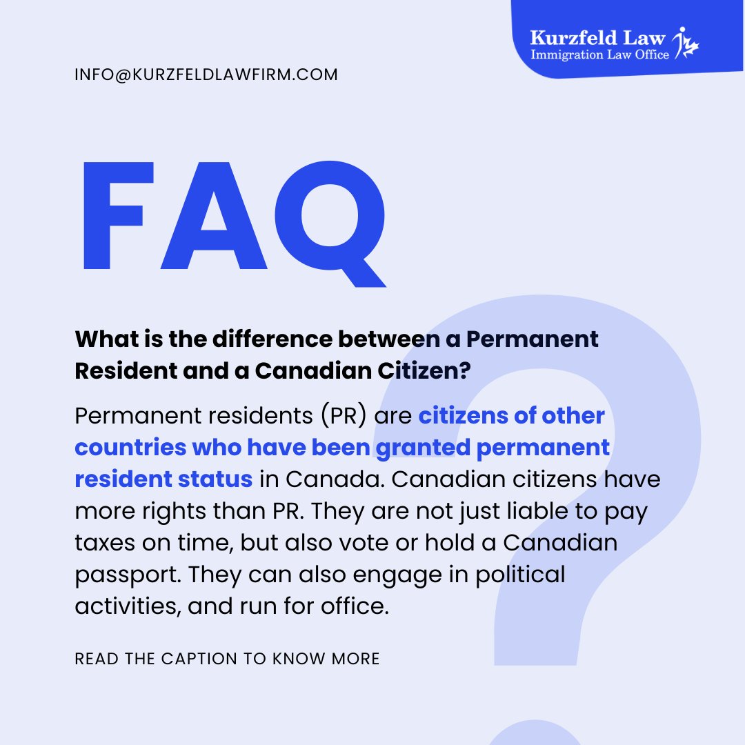 immigration_way's tweet image. Being a Permanent Resident and a Canadian Citizen is NOT the same!

Permanent residents enjoy many rights, but Canadian citizens have exclusive privileges that can make all the difference!

Want to learn more? Contact us for expert guidance!

#Immigration #ImmigrationWay