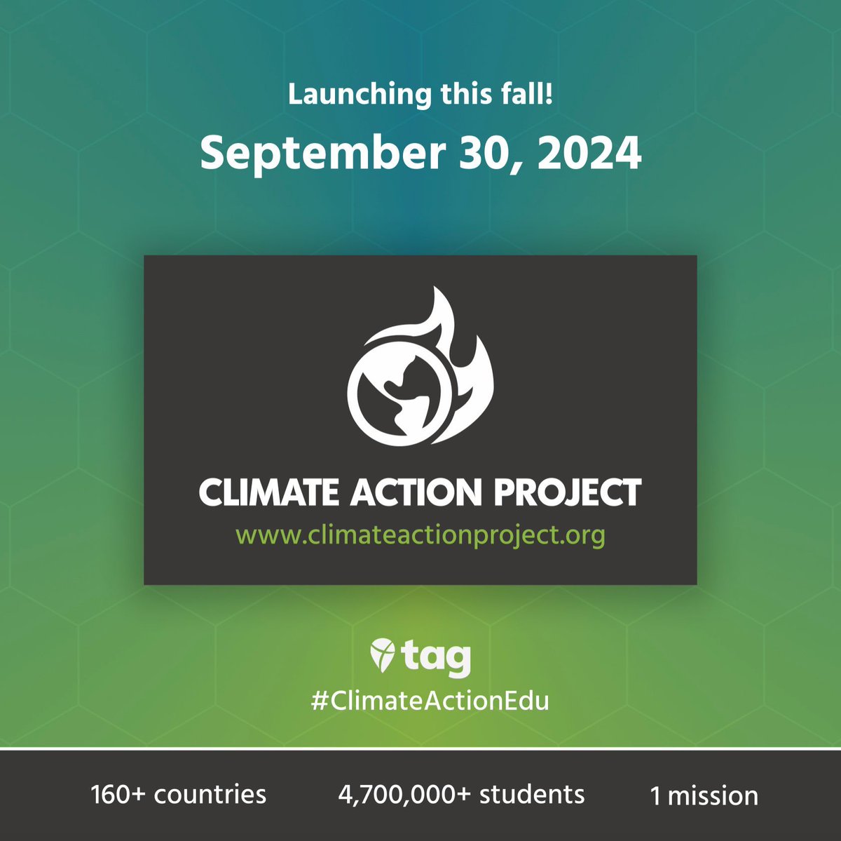 This year's #ClimateActionProject launches September 30th! Join 4.7 MILLION students across 160+ countries for a FREE, 6-week exploration of #climatechange open to ALL PreK-12 classrooms!

Register by September 25th: buff.ly/3RmX3tK

#ClimateActionEdu #takeactionglobal